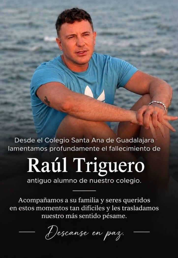 Imagen del mensaje de condolencias por la muerte de Raúl Triguero de su colegio en Guadlajara