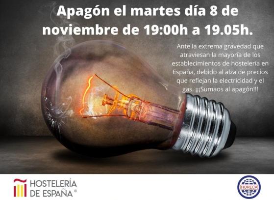 Cartel del apagón protesta organizado por Hostelería de España.
HOSTELERÍA DE ESPAÑA
07/11/2022