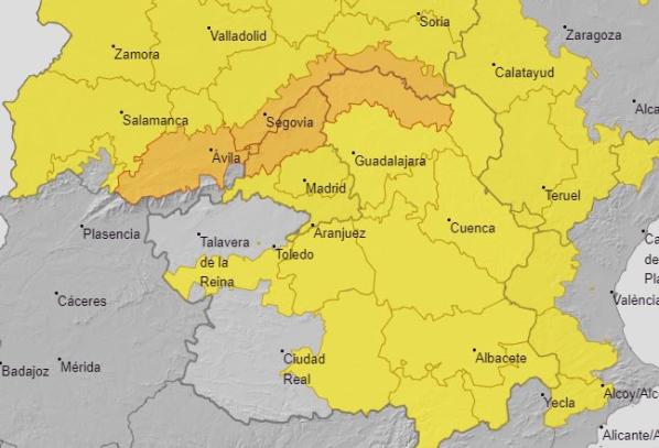 Los avisos amarillos en Castilla-La Mancha