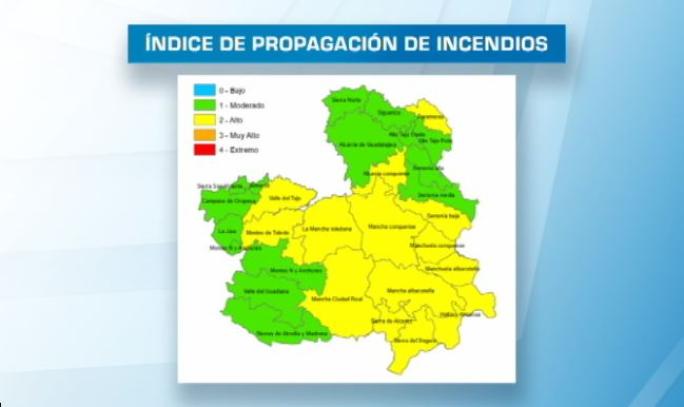 índice de riesgo de incendios forestales en Castilla-La Mancha