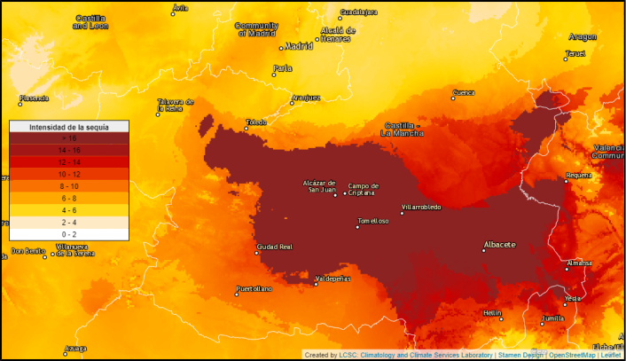 Las zonas de sequía con mayor intensidad de Castilla-La Mancha.