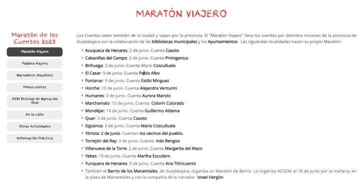 Calendario del Maratón Viajero Guadalajara