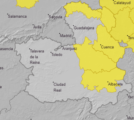 avisos amarillos por tormentas en Castilla-La Mancha