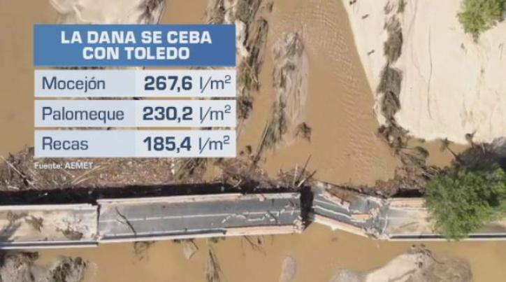 Acumulados de agua de récord en algunas localidades de la provincia de Toledo por la DANA