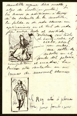 Carta con bocetos de Joaquín Sorolla