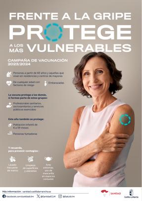 Cartel de la campaña de vacunación de la gripe en Castilla-La Mancha