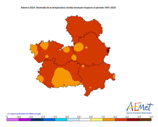 Gráfico en el que se muestran las temperaturas en Castilla-La Mancha.
