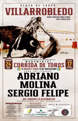 Cartel de Toros desde Villarrobledo para el domingo de ramos, 24 de marzo de 2024