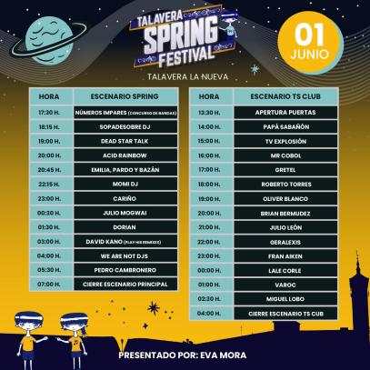 Cartel Horarios 01 junio - Talavera Spring Festival