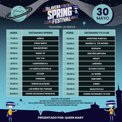 Cartel Horarios 30 mayo - Talavera Spring Festival