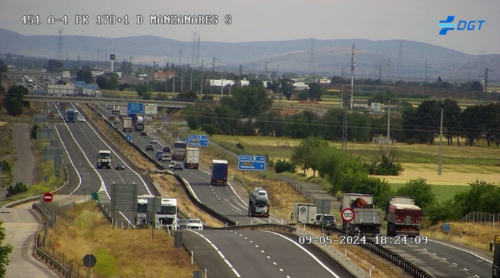 Restablecida por completo la circulación en la A-4, a la altura de su kilómetro 180, en Membrilla (Ciudad Real)