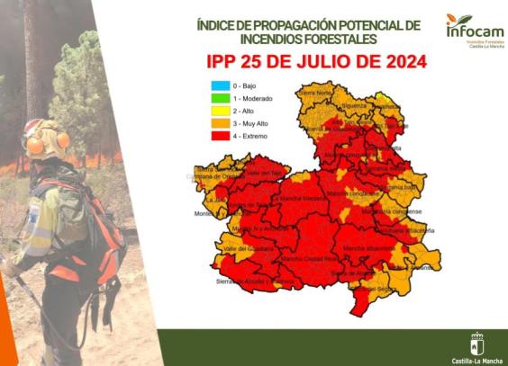 Mapa de riesgo de incendio este 15 de julio de 2024