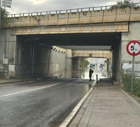 Paso subterráneo inundado en la carretera de Cabanillas del Campo (Guadalajara), 19/09/2024