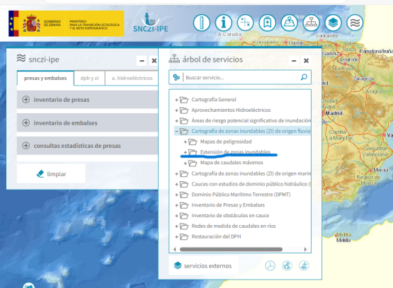 Pinchar en “extensión de zonas inundables”.