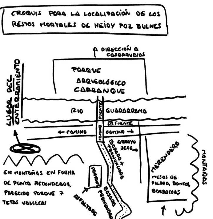 Croquis que incluye César Román en un escrito en el que detalla la localización de los restos de su pareja, asesinada en 2018

EUROPA PRESS
03/3/2025