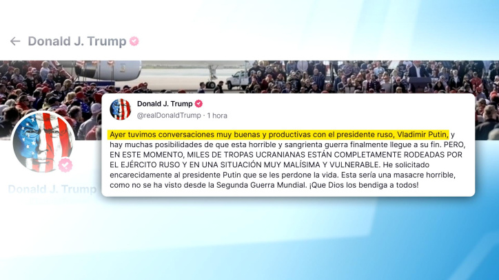 Post de el presidente estadounidense, Donald Trump, sobre la conversación con su homólogo Vladimir Putin