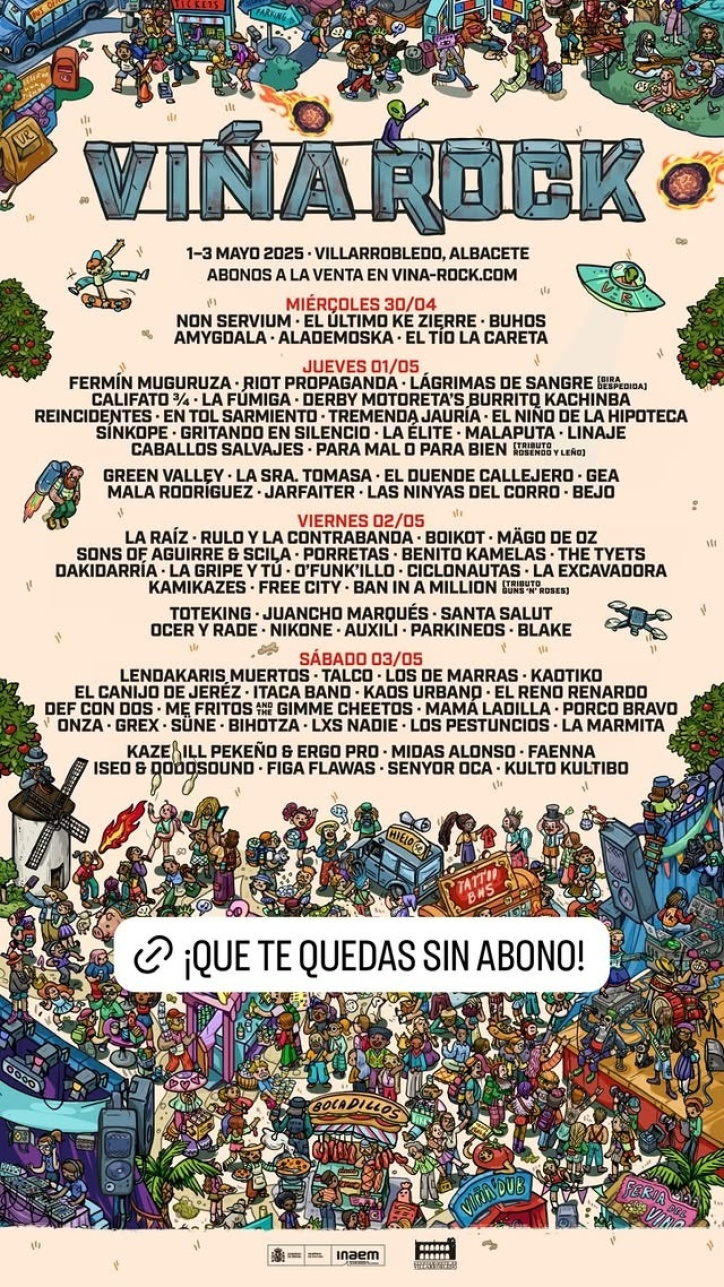 Cartel del Viña Rock 2025.
REMITIDA / HANDOUT por VIÑA ROCK
Fotografía remitida a medios de comunicación exclusivamente para ilustrar la noticia a la que hace referencia la imagen, y citando la procedencia de la imagen en la firma
30/4/2025