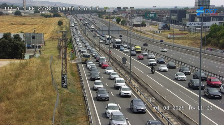 Situación del tráfico en Madrid pasadas las 16:00 horas de la tarde 01/08/25