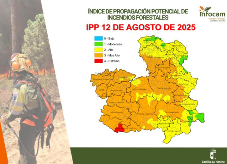 Riesgo de incendios en Castilla-La Mancha este martes 12 de agosto