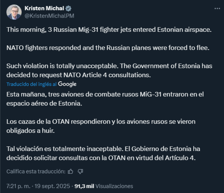 Post del primer ministro estonio, Kristen Michal