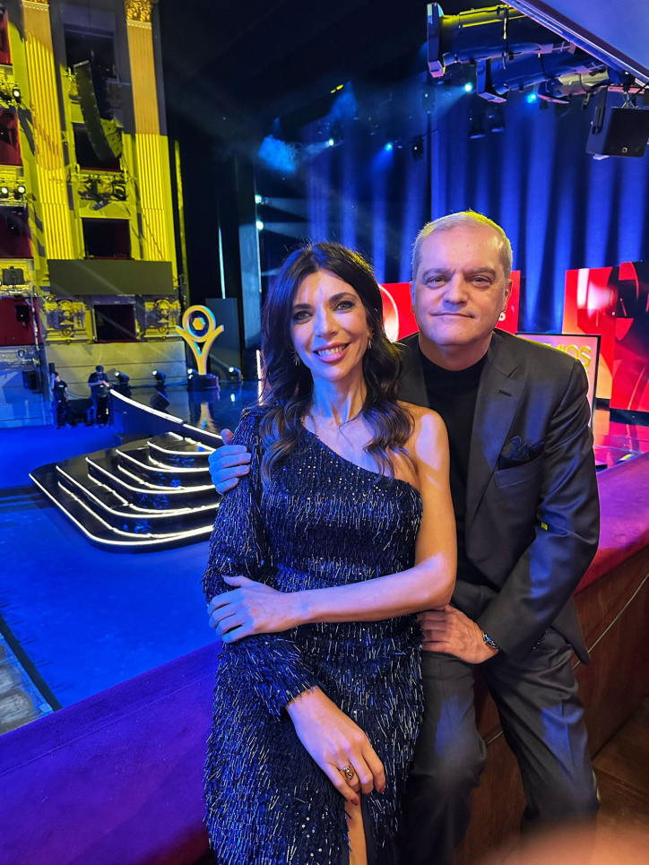 Los presentadores de En Compañía, Ramón García y Gloria Santoro, en la ceremonia de los Premios Iris