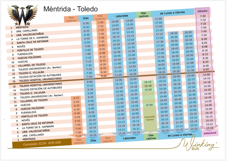 Nuevos horarios del servicio de transporte tras el cambio de empresa concesionaria