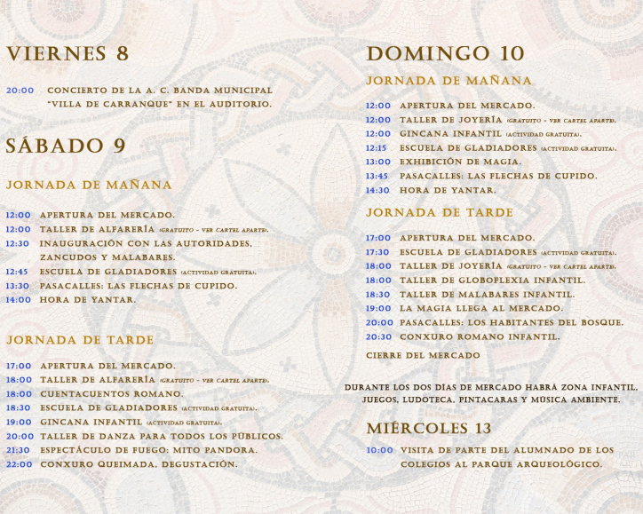 Programación de las XX Jornadas Romanas de Carranque (Toledo)