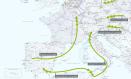 Mapa europeo de los corredores del hidrógeno verde
