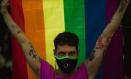 22 July 2021, Spain, Barcelona: A member of the LGBT community takes part in a protest against homophobia and transphobia. After the homophobic crime of Spanish 24 years-old Samuel Luiz, thousands of people went to the street in memory of Samuel Luiz and 