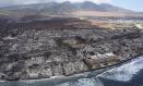 10 de agosto de 2023, Lahaina, Hawái, EE.UU.: Vista aérea de la destrucción de la ciudad de Lahania el jueves, en Maui. La ciudad histórica de Lahaina ha sido devastada. Casas y edificios destruidos rodean el área después del incendio