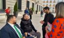 Juan Ramón Amores y Juan Carlos Unzúe a su llegada al Congreso de los Diputados este 10 de octubre