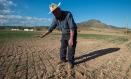 (Foto de ARCHIVO)Un agricultor muestra la tierra seca