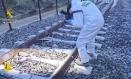 La Guardia Civil analiza una de las vías tras el accidente ferroviario registrado ayer en Adamuz (Córdoba).