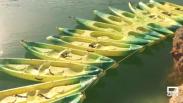 Practicamos con los kayaks en el embalse de la Fuensanta, en Yeste