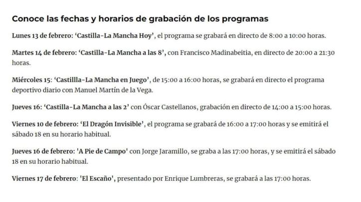 Programación Radio Castilla-La Mancha