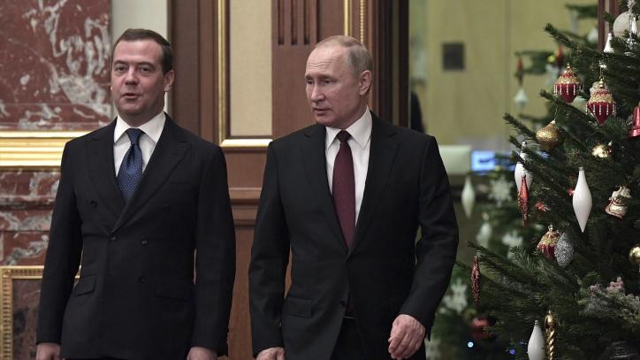Dimitri Medvedev y Vladimir Putin; Moscú, Rusia. 10/10/2022