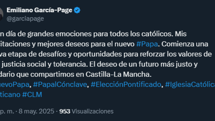Mensaje de Emiliano García-Page, presidente de Castilla-La Mancha