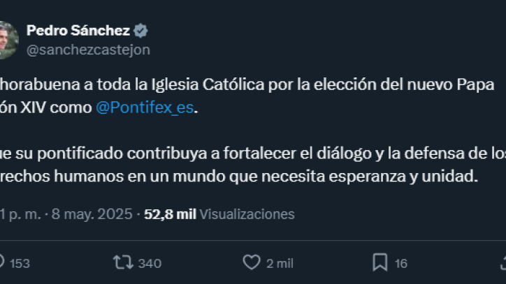 Mensaje de Pedro Sánchez, presidente del Gobierno