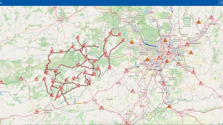 Mapa de carreteras cortadas a las 17 horas