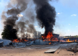 Incendio en una nave industrial que almacenaba barnices y disolventes en Villacañas