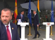 Vídeo: Un avión no identificado interrumpe a Sánchez en su visita a la base de la OTAN en Lituania