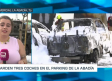 Arden tres coches en un parking de Toledo