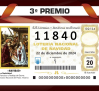 11840, tercer premio de la lotería de Navidad, deja más de un millón de euros en la región