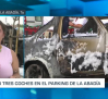 Arden tres coches en un parking de Toledo