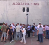 Protesta en Alcolea del Pinar para que se mantengan las paradas de bus en la línea C12 Madrid-Valencia
