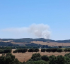 El humo de un incendio forestal obliga a cortar la carretera GU-199 en Robledillo de Mohernando