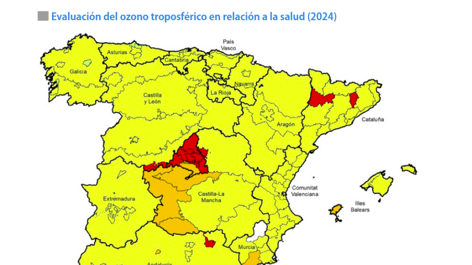 Mapa de ozono en Castilla-La Mancha.