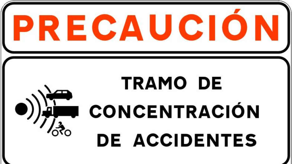 Señal que alerta de los tramos de concentración de accidentes
