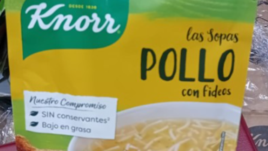 Imagen de la sopa deshidratada de pollo con fideos de la marca Knorr