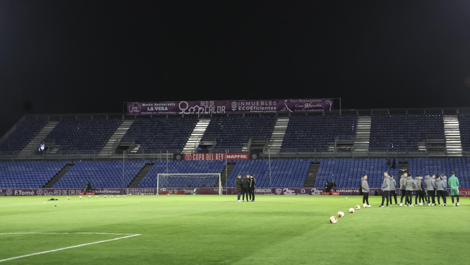 Vista de las gradas en el partido de la Copa del Rey entre el CF Guadalajara y el FC Barcelona del pasado martes.